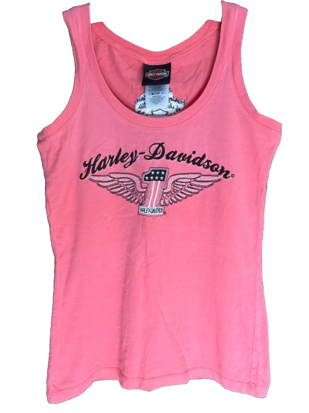 Harley Davidson Pink Embroidered Tank Top